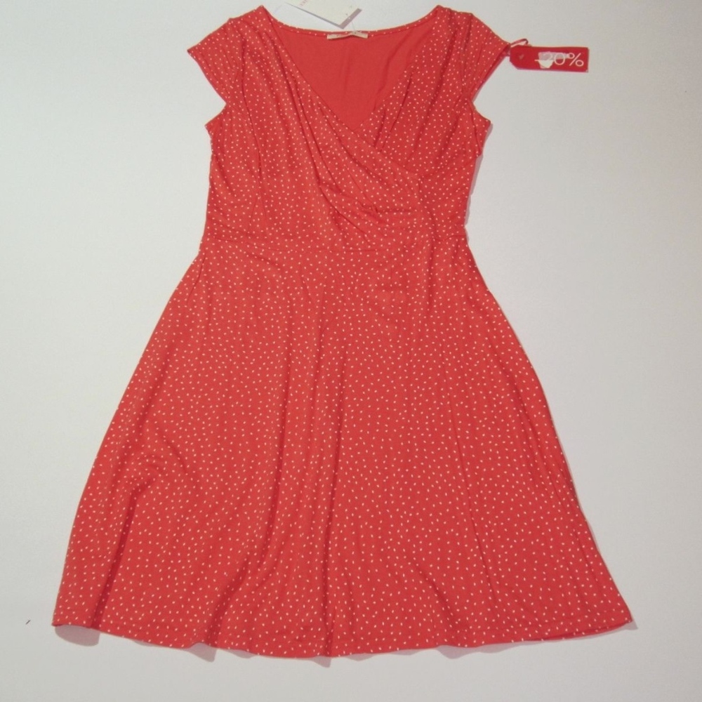 NWT- CAMAIEU Orange polka dot Dress